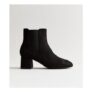 Black Faux Suede Heeled Chelsea Boots