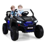 Black Gymax Ride-on UTV 2-Seater Toy Car with Remote Control