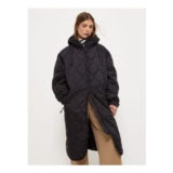 Black Hooded Long-Sleeve Quilted Changing Robe