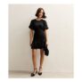 Black Jaquard Feather Pattern Mini Dress