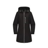 Black MODISHION Waterproof Hooded Jacket with Decorative Chest Zipper