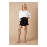 Black Oasis Glitter Detail Velvet Mini Skirt