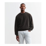 Black Oversized Washed Cotton Blend Sweatshirt