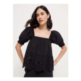 Black Puff Sleeve Co-Ord Blouse