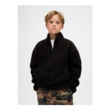 Black Sherpa Logo Half-Zip Pullover Sweatshirt (4-13yrs)
