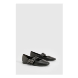 Black Triple-Strap Mary Jane Ballet Flats