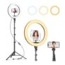 Black VOGREX 12 LED Ring Light with Tripod Phone Mount
