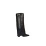 Black XY London Rayna Knee-High Block Heel Foldover Boots