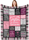 Blanket Sister Birthday Gifts, Sister Gifts 130x150cm Blanket Throw with Warm Words Printed on It, Creative Gifts for Sister Graduation for Female Friends Suitable for All Seasons – A