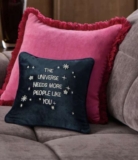 Blue 30 X 30cm Embroidered Universe Slogan Cushion free C&C