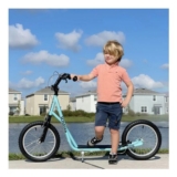 Blue HOMCOM Stunt Scooter for Teens, Adjustable, 16in Rubber Tyres