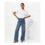 Blue High Waist Stretch Denim Wide Leg Jeans