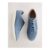 Blue Leather round Toe Weave Slim Lace up Trainers