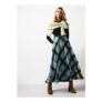 Blue Patterned Midaxi Full Skirt 20tuc147553726