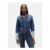 Blue Pin-Cuff Crop Icon Denim Jacket