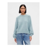 Blue Relaxed Saddle-Sleeve Crew Neck Jumper
