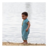 Blue Striped Organic Towelling Romper