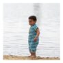 Blue Striped Organic Towelling Romper