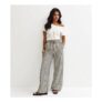 Blue Striped Seersucker Wide Leg Trousers