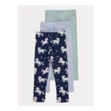 Blue Unicorn Toadstool Jersey Leggings 3 Pack