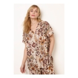 Blue Vanilla Brown Paisley v Neck Collarless Shirt