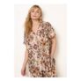 Blue Vanilla Brown Paisley v Neck Collarless Shirt