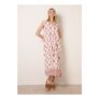 Blue Vanilla Burgundy Floral Print a Line Dress