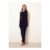 Blue Vanilla Navy Drape Brooch Detailing Ruched Maxi Dress