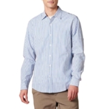 Blue White Vertical Stripes 100% Cotton Mens Slim-Fit Long-Sleeve Casual Poplin Shirt – S