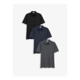 Blue/Grey/Black Plain Short Sleeve Jersey Polo Shirts 3 Pack
