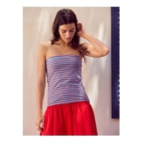 Blue/Red Cotton Rich Bandeau Boobtube Top