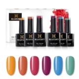 Bluesky Gel Nail Polish Set, Summer 2021 Collection, Orange, Pink, Purple, Blue, Green, 6 x 10 ml