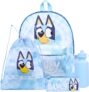 Bluey Backpack Set 4 Pcs Water Bottle Pencil Case School Bag Swim or Lunch Bag Nursery School Supplies Travel Rucksack Set Tie Dye