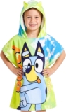 Bluey Bath Towel with Hood for Kids Absorbent Changing Robe Cotton Poncho for Swimming Bath Shower Beach Towel Holiday Essentials (Multi, 3-8 Years)