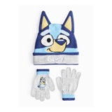 Bluey Character Print Beanie Hat & Gloves Set 3-13 Years