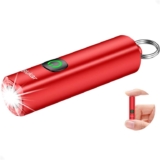 Blukar Mini Torch Rechargeable, EDC Keychain Flashlight with 3 Lighting Modes, IPX6 Waterproof – Red – Sold by Flying-Store / FBA