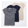 Board Angels Womens Stripe Three Pack T-Shirts Multi