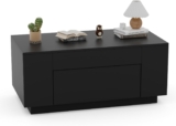 BonVache Coffee Table with Storage, Rectangular Coffee Table with Hidden Drawer for Living Room, Minimalist Tea Table for Modern Home, Drawer Desk for Home Office FurnitureBlack