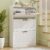 BonVache Shoe Storage Cabinet, Shoe Organizer Cabinet with 3 Flip Louvered Doors, Narrow Wooden Shoe Rack Cabinet with Adjustable Dividers For Hallway, Entreway, Living Room,White
