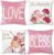 Bonhause Pink Flower Cushion Covers 45 x 45 cm Carnation Floral Love Bless Decorative Throw Pillow Covers Spring Pillowcases for Sofa Bed Patio Home Decor Set of 4