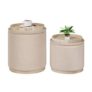 Bonlife round Beige Ottoman with Storage Set of 2