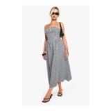 Boohoo Gingham Ruched Bust Detail Midaxi Dress