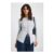 Boohoo Ribbed Longline Popper Front Top