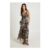 Boohoo Tonal Leopard Chiffon Godet Hem Maxi Dress