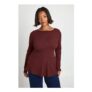 Boohoo plus Button Front Peplum Top