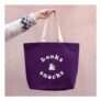 Books & Snacks Large Canvas Tote Bag Purple or Green