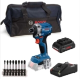 Bosch GDR 18V-215 18V Brushless Impact Driver, 8 Piece Impact Control Power Mixed Bit Set, 1x 4.0Ah ProCORE Battery, 1x Charger & Tool Bag