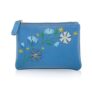 Bouquet in Blue Leather Coin Purse