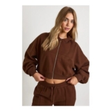 Boxy Balloon Sleeve Oversized Zip through Hoodie