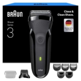 Braun Series 3 Electric Shaver, 3 Flexible Blades, Beard Trimmer Attachment, 5 Combs, Dry Razor for Men, Designed in Germany, 300BT, Grey
